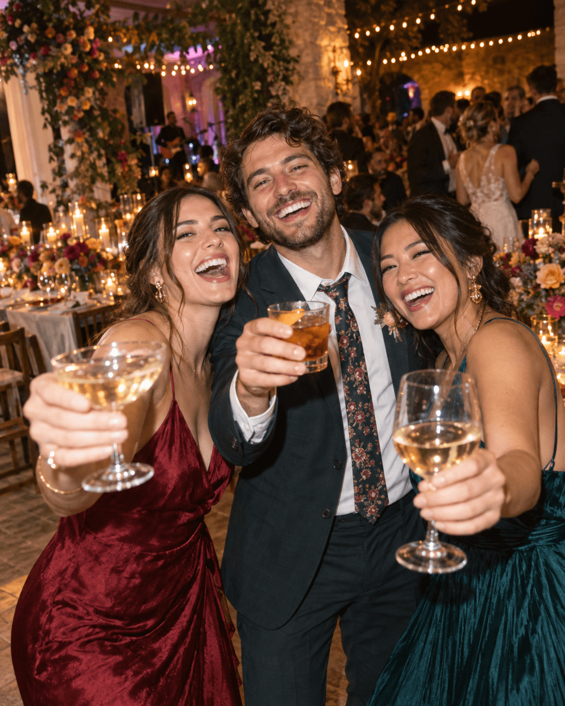 Illustrative photo of friends raising a toast